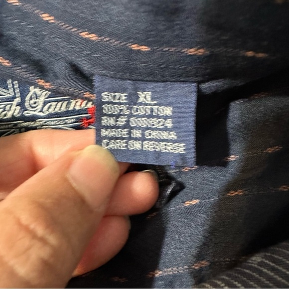 English Laundry Men's Shirt Large Embroidered Christopher Wicks Blue Dots sz XL - Picture 5 of 6